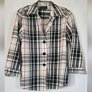 Foxcroft Wrinkle Free Plaid women's long sleeve button down blouse size 8